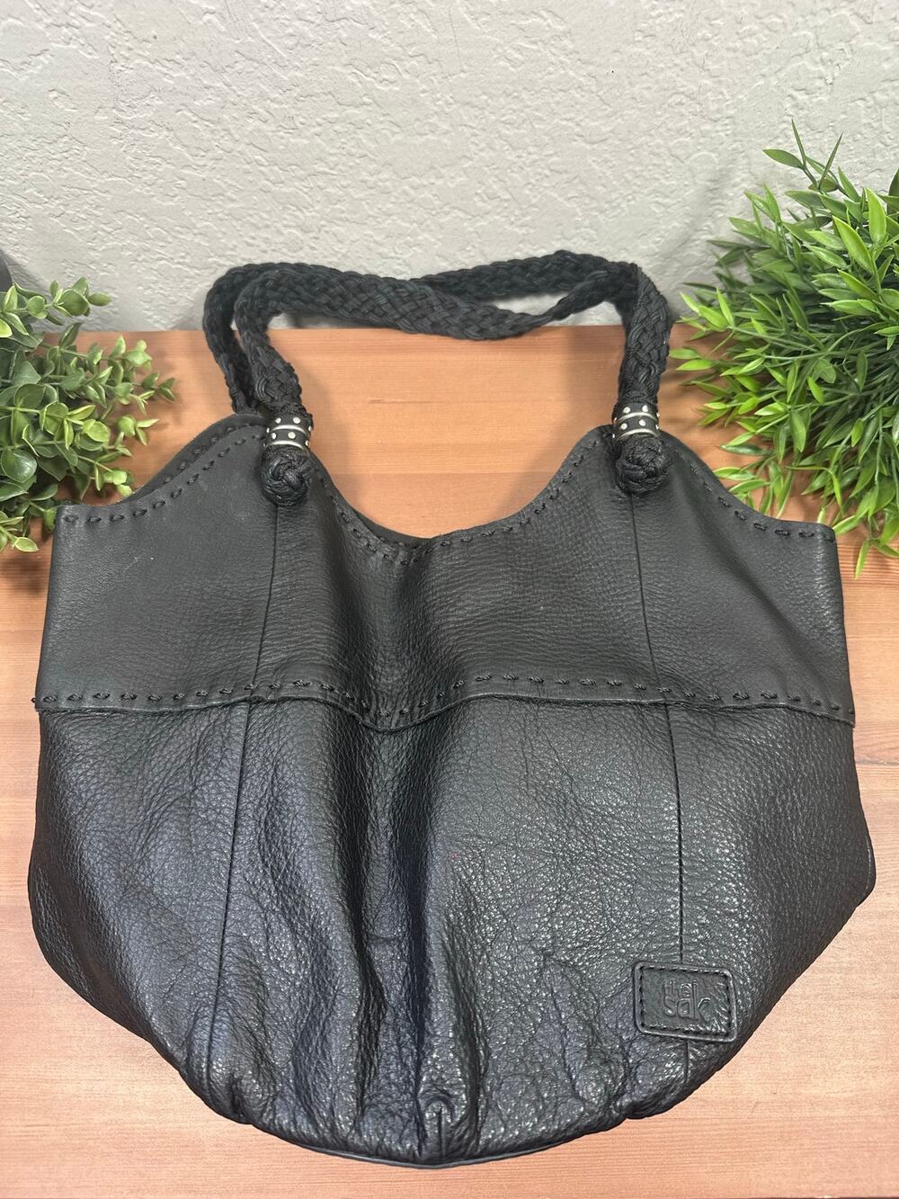 The Sak Indio Boho Black Leather Hobo Bag